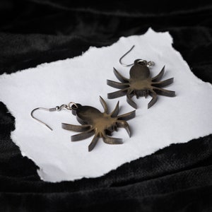 Halloween Spider Dangle Earrings ~ Black & Gold ~ Alternative Resin Jewelry