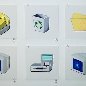 Windows 95/98 アイコン アクリル絵画 (5&quot;x5&quot;) - セット 2