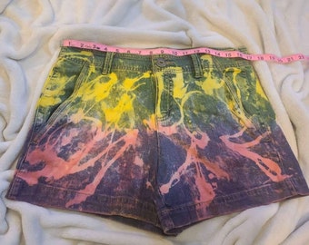 Size 10 Denim Shorts Tie Dye Yellow And Pink