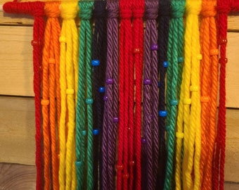Pride/Rainbow Macrame wall hanging with beads