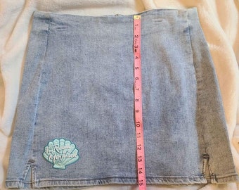 Size Youth Large Zip Up Denim Skirt "I'm A Mermaid" Patch