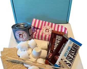 American S'mores Kit with Hershey's Chocolate - Marshmallow Toasting Gift Set Indoor Outdoor Family Fun Movie Night Christmas Treat Box