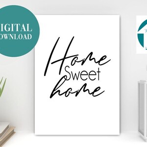 Home Sweet Home digital download print, housewarming gift for friends, new home gift, black and white home sweet home print,minimalist print