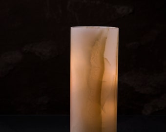 White Lamp Handmade from Real White Onyx / Table Lamp/Cylinder Lamp\Gift