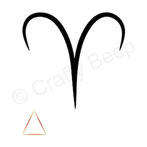 Signo zodiacal Aries con símbolo del elemento fuego. SVG y PNG. Descarga digital. Archivo recortable. Imprimible.