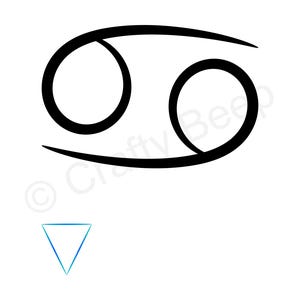 Signo zodiacal Cáncer con símbolo del elemento agua. SVG y PNG. Descarga digital. Archivo recortable. Imprimible.