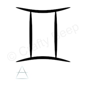 Signo zodiacal Géminis con símbolo del elemento aire. SVG y PNG. Descarga digital. Archivo recortable. Imprimible.