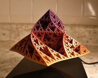 3D Printed Color Changing Warped Sierpinski Pyramid - Large (4.5" Base); Fractal; Desk Studio Decor; Geometric; Trippy; Metallic; Fidget