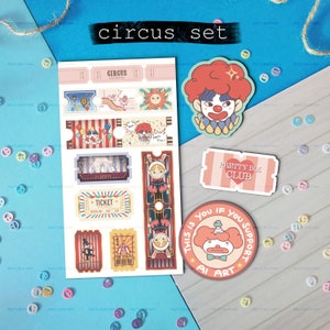 Conjunto de circo/folha de adesivos de palhaço, ingresso para Pretty Boi Club, adesivo cortado não para AI Holo