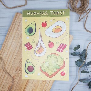 Hoja de pegatinas de tostadas de huevo de aguacate, pegatina de vinilo mate, pegatinas bastante lindas, pegatina de vinilo de calcomanía de diario portátil