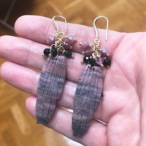 Pink Rhodonite & Tourmaline Cluster Earrings | 18K Gold Filled | Lightweight Natural Pink Semi Precious Gemstone Dangle Earrings | OOAK