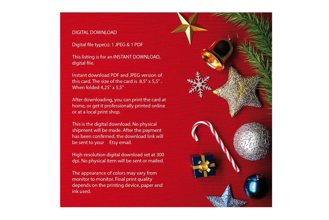 Digital Christmas Cards, Printable Christmas Cards Download, Holidays