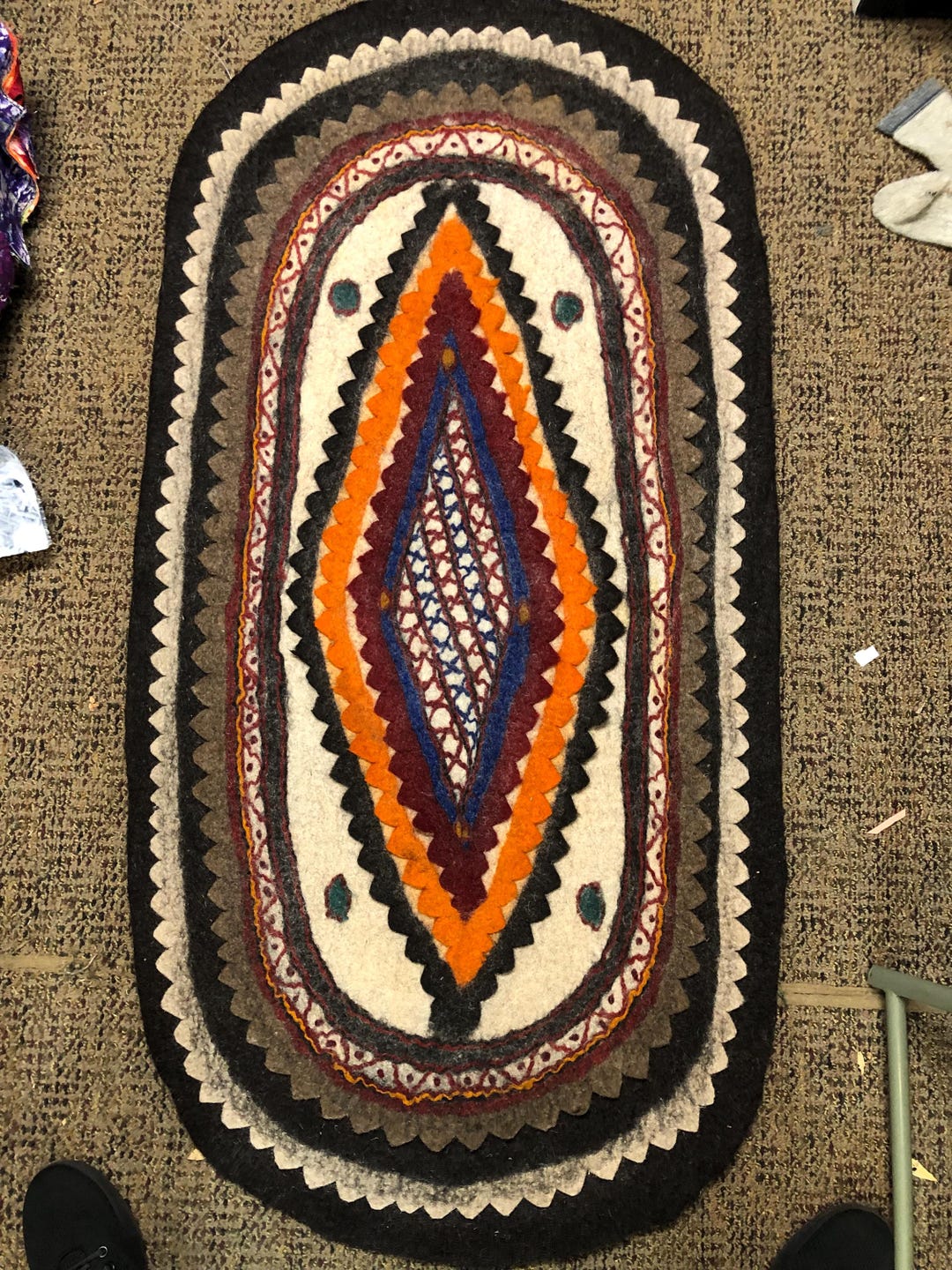 Turkish Felt Rug Vintage Turkish Felt Rug, Heavyweight 28 X 56 In. One-of-a-kind, Multi ...