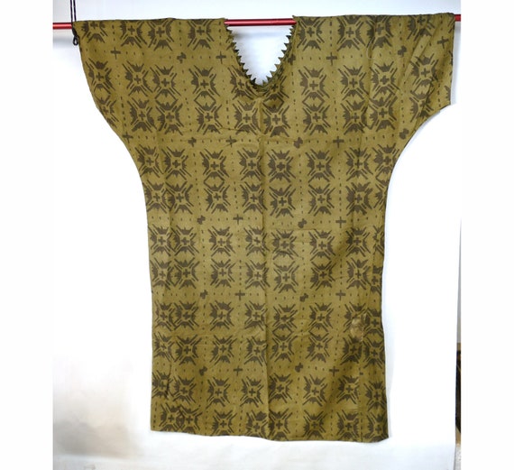 Vintage Mud Cloth West African Caftan Tunic, Size… - image 1