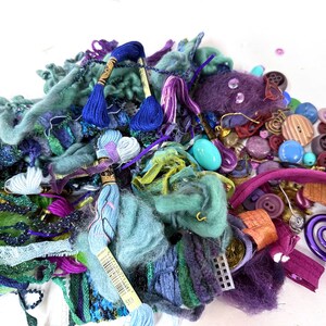 1/2 lb. Threads, Yarn, Jewelry Parts, Decorative Scraps, Collage Pieces, Patches, Craft Supplies