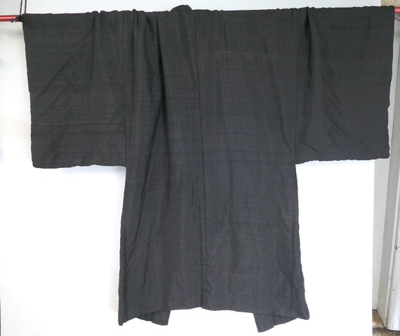 Vintage Black Silk Japanese Kimono Jacket Overcoa… - image 4