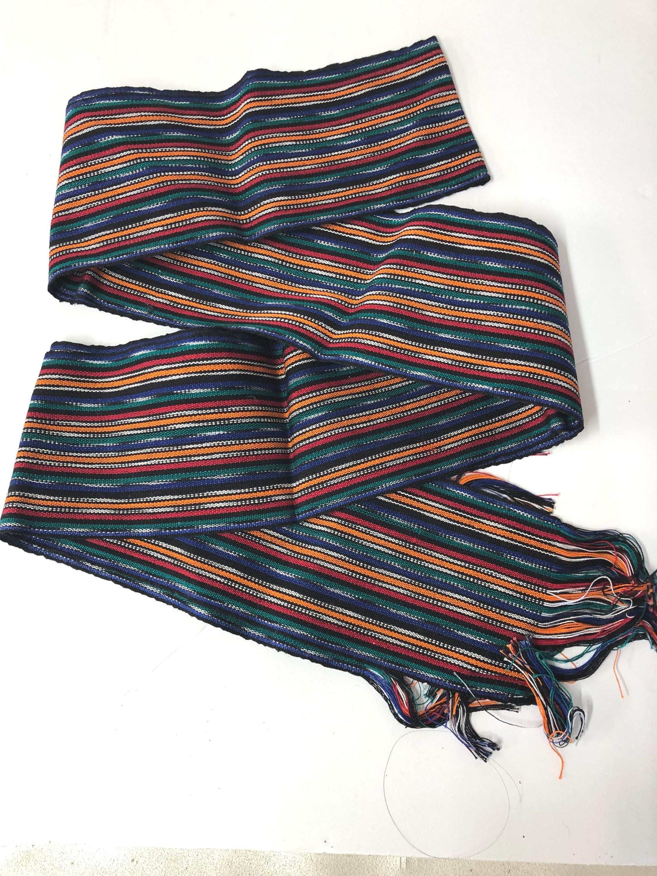 Vintage Handwoven Guatemalan Cotton Sash, Textile Belt, 3.5 