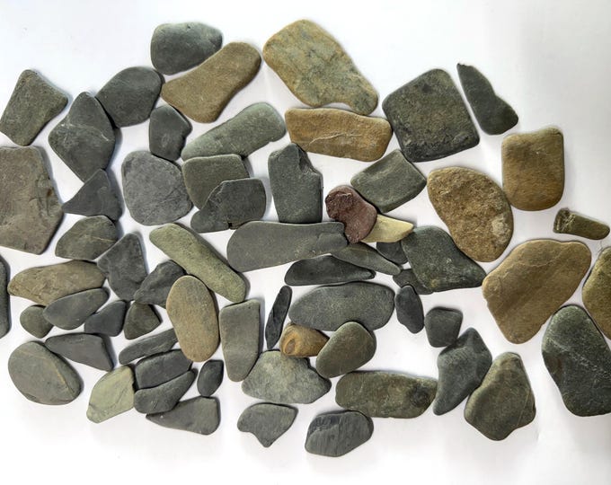 60 Pcs Thin Shale Rocks, Mosaic Lake Rocks as Found, Wave Tumbled. Thin ...