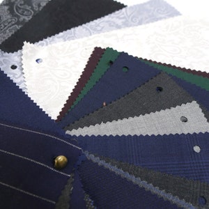 25+ Ariston Napoli Fine Wool Fabric Samples, 5 x 7 inches. Men&#39;s Suiting Material, Paisleys, Solids. Fabric Collage, Miniatures, Doll Cloth.