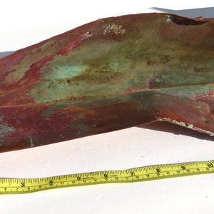 Old Distressed Copper Roof Flashing, 20-22 Heavyweight Gauge, 13 by 8.5 inches, Patina Copper Sheets, Rustic Metal, Crafts Supplies.