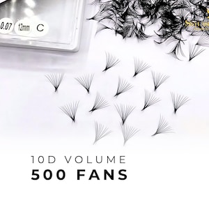 10D- Promade fans, 500 fan box 0.05-0.07  Pre made lash extension, handmade volume fans loose tray C-CC-D Curl