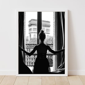 Woman in Window Print | Vintage Black and White Fashion Wall Photography | Feminist Poster | Teen Girl Room | High Quality Digital Download