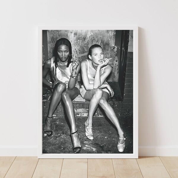 Naomi Campbell Kate Moss Poster/Print | High-Profile Supermodels | Fashion Icons | Instant Download | High Res 300 dpi