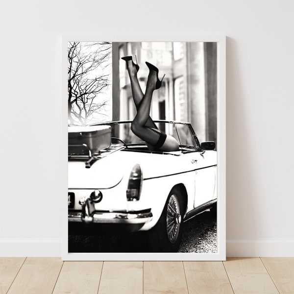 Sexy Legs Poster/Print |  MG MGB Vintage Car| Fashion Wall Art | Instant Download | High Res 300dpi