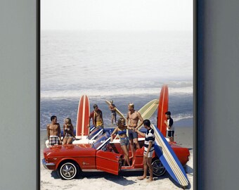 1960s Surf Culture Print | Retro Mustang Beach Poster (Digital Download)