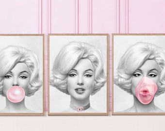Bubblegum Monroe-printset | Trendy esthetische muurkunst (digitale download)