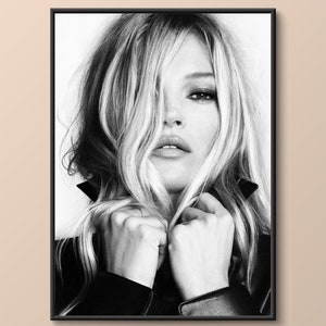 Kate Moss Black & White Photo Print | Fashion Icon Poster | Instant Download