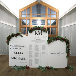Custom Arch Seating Chart & Welcome Sign – Wedding Seating Chart, Double Panel, Modern Event Sign