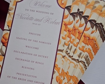 Printed Wedding Menus // Art Noveau Florentine Wedding Ceremony Card |  Order of Service Wedding Programs