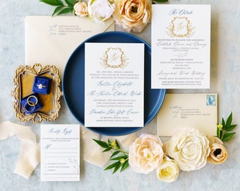 Vintage Wedding Invitation Set | Foilpress Pocketfolder Invitation | Letterpress Wedding Invitation