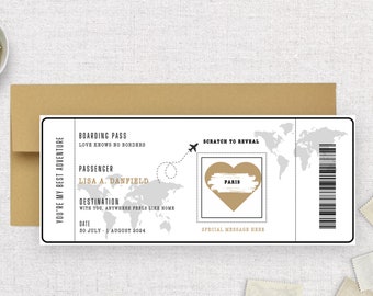 Personalized Scratch-Off Surprise Boarding Pass // Birthday Surprise // Custom Boarding Pass // Destination Boarding Pass // Couple's Trip