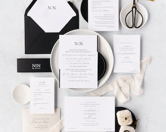 Classic Wedding Invitation Set // Black and White Invitations