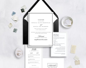 Timeless Wedding Invitation Set // Black and White Invitations