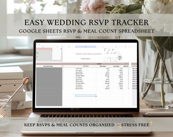 Easy Wedding RSVP Tracker Spreadsheet | Google Sheets RSVP & Meal Count Organizer