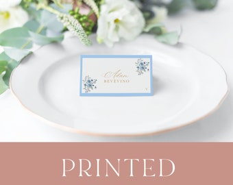 Wedding Shower Place Cards | Bridal Shower Place Cards | Double Layer Wedding Place Cards | Dusty Blue Printed Brunch Place Cards