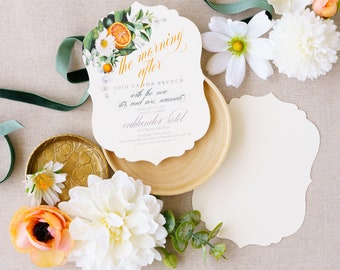 Printed Brunch Menu // Citrus-Theme Wedding Brunch Invitation Card and Addressed Envelope