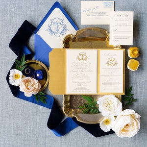 Victorian Pocketfolder Wedding Invitation Set | Foilpress Invitation | Letterpress Wedding Invitation