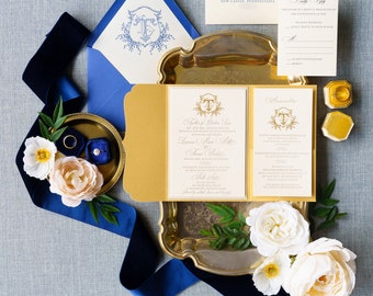 Victorian Pocketfolder Wedding Invitation Set | Foilpress Invitation | Letterpress Wedding Invitation