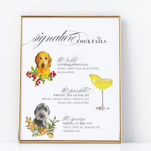 Signature Cocktail Sign for Dog | Signature Pet Drink Bar Menu, Wedding Bar Menu for Pets, Wedding Bar Sign, Acrylic Bar Menu Sign