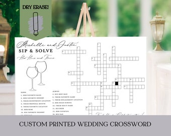 Custom Wedding Crossword on Dry Erase  - Sip and Solve | Wedding Crossword Puzzle
