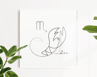 Scorpio Printable, Personalized Scorpio, Zodiac decor, Zodiac Art Print, Zodiac Wall Decor, Star Sign poster, Minimal Zodiac poster