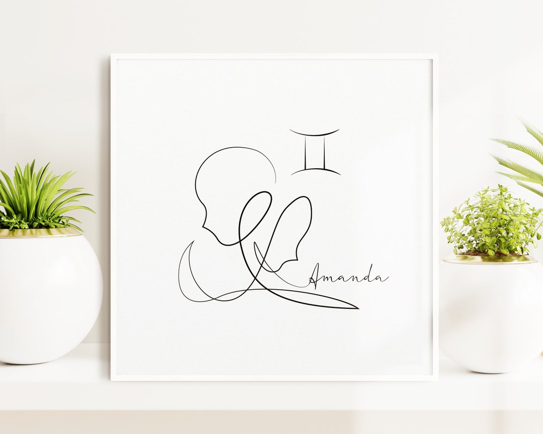 Gemini Printable, Personalized Gemini, Zodiac Decor, Zodiac Art Print ...