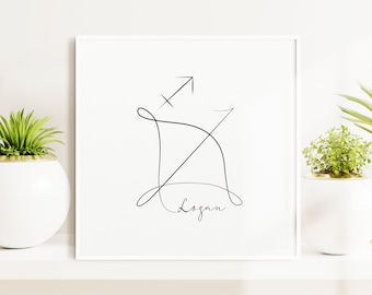 Sagittarius Printable, Personalized Sagittarius, Zodiac decor, Zodiac Art Print, Zodiac Wall Decor, Star Sign poster, Minimal Zodiac poster