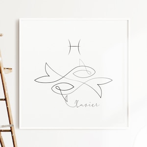 Pisces Printable, Personalized Pisces, Zodiac decor, Zodiac Art Print, Zodiac Wall Decor, Star Sign poster, Minimal Zodiac poster, Astrology
