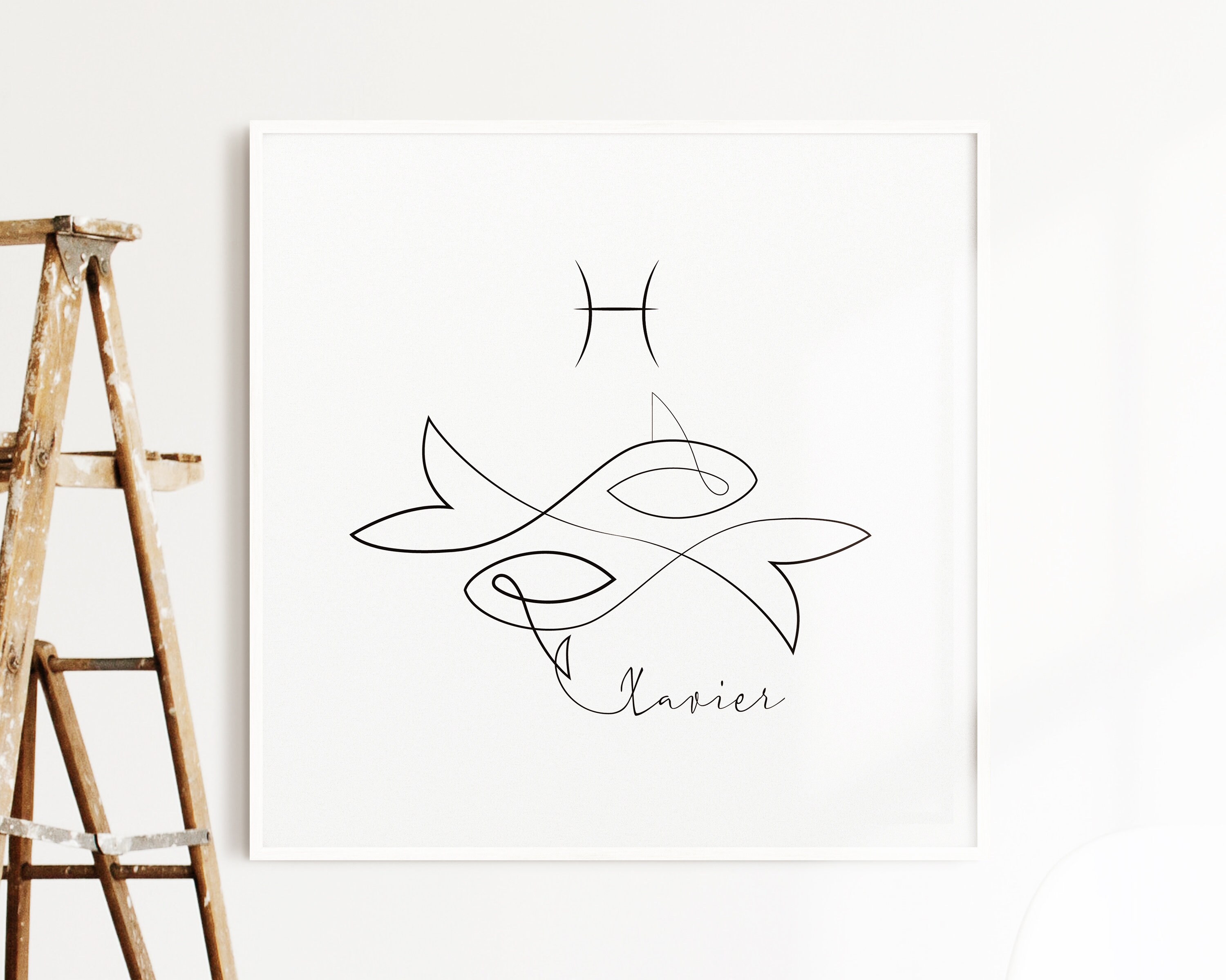 Pisces Printable, Personalized Pisces, Zodiac decor, Zodiac Art Print, Zodiac Wall Decor, Star Sign poster, Minimal Zodiac poster, Astrology