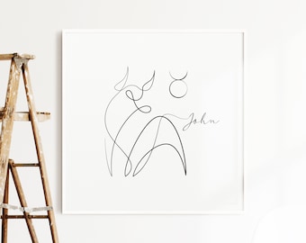 Taurus Printable, Personalized Taurus, Zodiac decor, Zodiac Art Print, Zodiac Wall Decor, Star Sign poster, Minimal Zodiac poster, Astrology